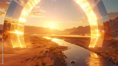 Abstract portal gateway landscape sunset