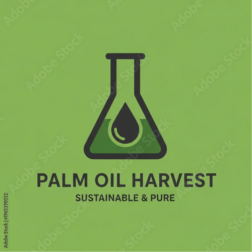 Palm Oil Harvest Logo with Beaker and Oil Drop.