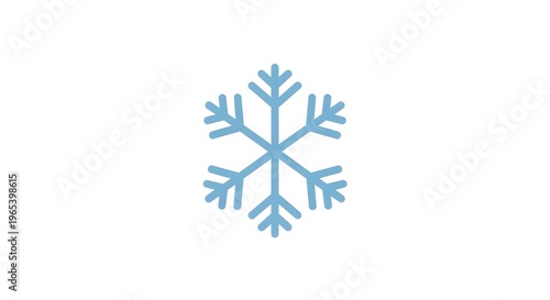 A simple light blue snowflake illustration against a clean stark white background