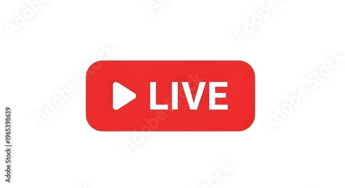 A bright red rounded square button displays a white play symbol and the word live