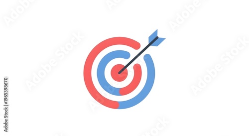 An illustration depicts a blue arrow hitting the center of a red and blue target