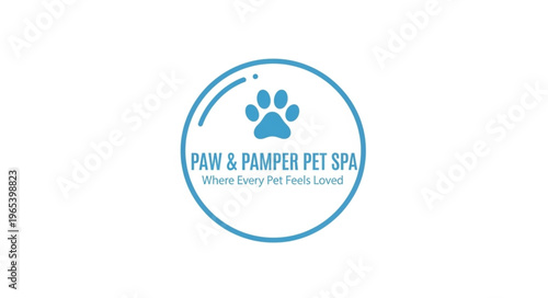 Paw and Pamper Pet Spa Logo with Paw Print.