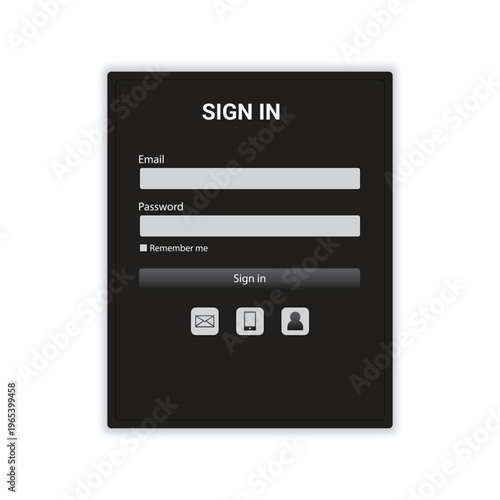 Dark Minimal Login Screen UI with Clean Form and Modern Black Interface