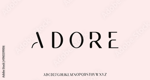 Adore Elegant alphabet letters font logo classic minimal fashion designs. Typography modern sans fonts and number for logo brand. vector illustration

