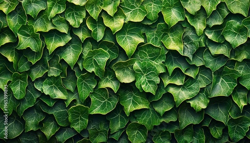 Lush Organic Green Ivy Background with Intertwined Leaves Creating a Seamless Nature Texture Surface