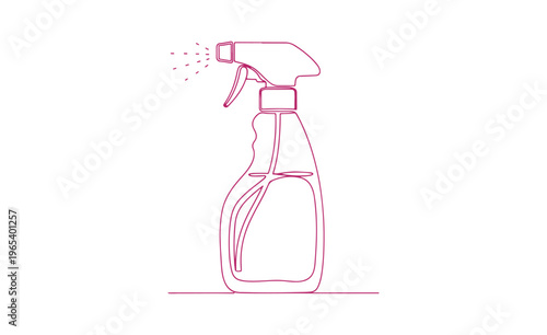 Line art vector icon of a cleaning spray bottle for hygiene concept.