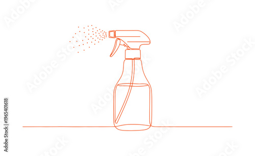 Outline vector icon of a disinfection spray bottle on white background.
