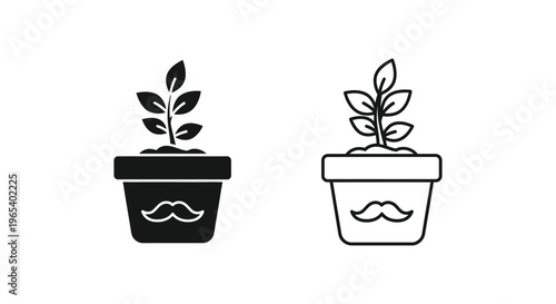 Plant pots with mustache design Vector