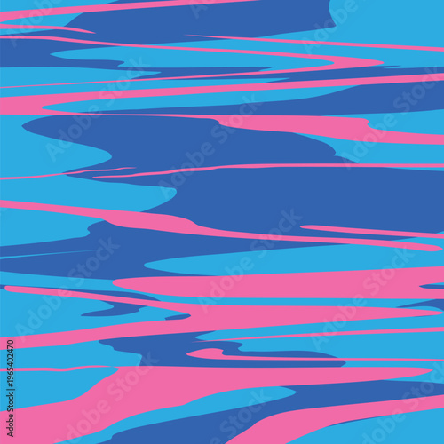 Flowing Bright Blue and Pink Oil Kiquid Color Background, Flat Style