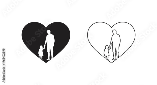 Heart shaped silhouette of a man and a dog Vector