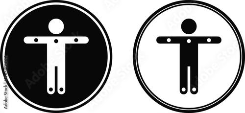Vector Illustration of Accessibility Symbols Featuring Human Figures with Joint Points in Circular Frames for Universal Design and Inclusive Interfaces
