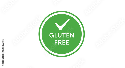 Gluten Free Icon - Green Circle Check Mark Symbol for Food Allergy and Diet