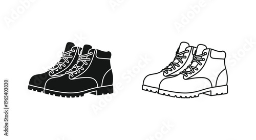Hiking boots line art illustration Vector