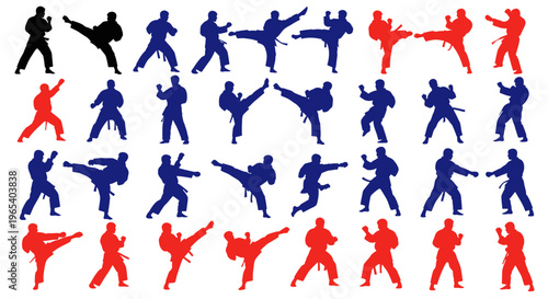 Martial Arts Silhouettes: Karate, Kung Fu, Taekwondo Poses Collection
