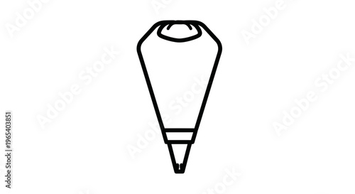 Icing piping bag with nozzle, outline illustration, simple baking tool icon