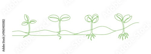 Minimal one-line sprout silhouettes with a natural theme vector illustration.