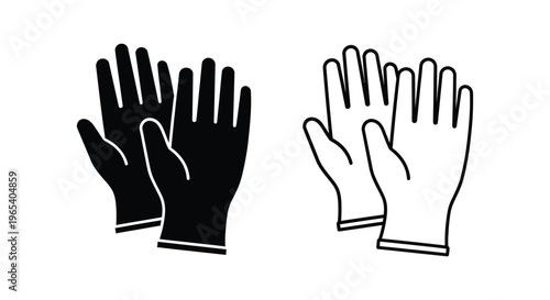 Black and white glove illustration pair Vector