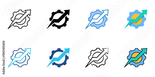 Productivity icons set multiple style collection. Editable stroke 
