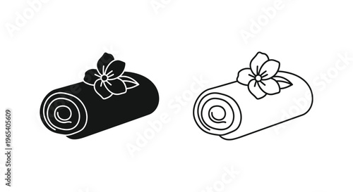 Towel roll with flower spa Vector