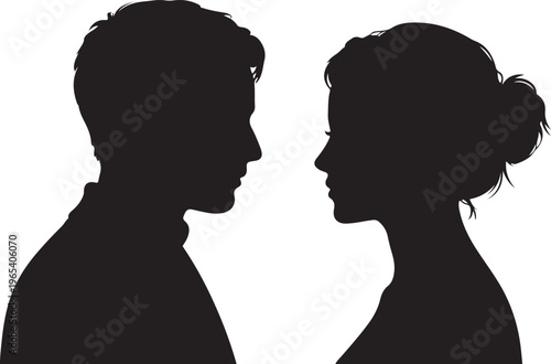 Man and woman silhouette face to face vector