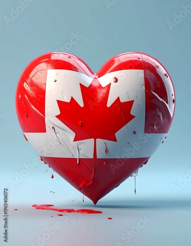 A heart-shaped Canadian flag with red and white colors