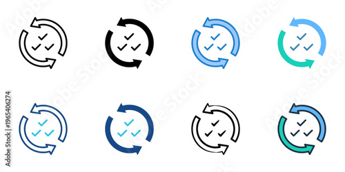 Repeatability icons set multiple style collection. Editable stroke 
