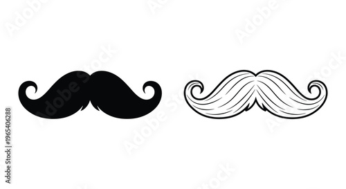 Vintage mustache illustrations black and white Vector