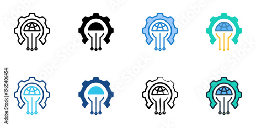 Digital transformation icons set multiple style collection. Editable stroke 
