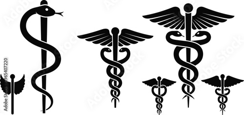Medical symbol silhouette icon collection, healthcare vector artwork 