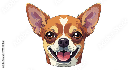 Happy Chihuahua Dog Face, Smiling, Big Ears, Cute Pet Portrait