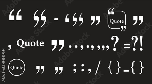 Set of quote mark, quotes icon, sign, symbol, emblem. Ditto marks icon set. Quotation marks. Dialogue discussion symbol
