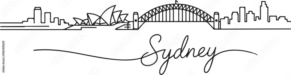 Obraz premium Pen line silhouette sydney