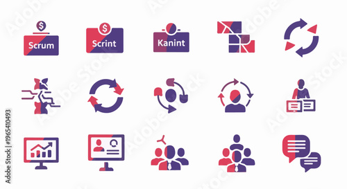 Collection of abstract icons representing business concepts and cycles