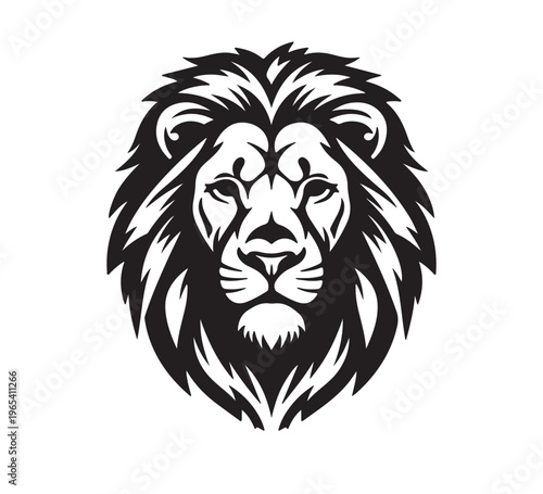 Majestic lion head graphic, a powerful and regal illustration embodying strength, leadership, and the untamed wild spirit with fierce determination