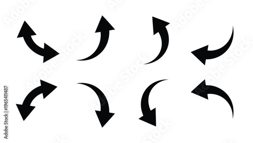 Six different directional arrows indicating rotational movement in various orientations Vector
