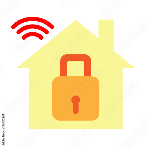 Smart Home Security System Vector Flat Icon Design