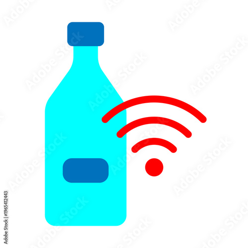 Smart Water Bottle Vector Flat Icon Design