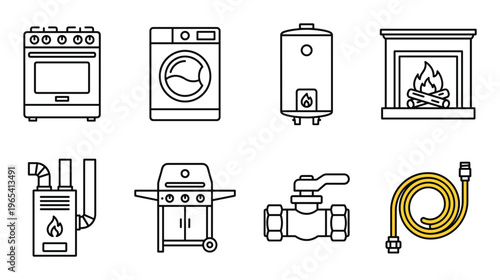 Stove washing machine boiler fireplace grill valve and hose