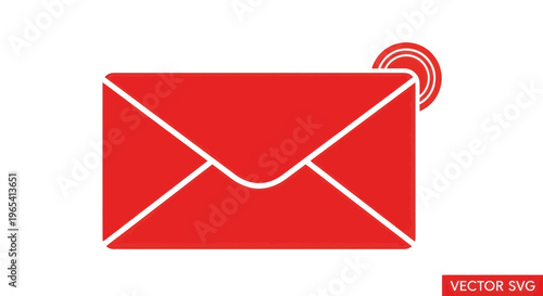 Red Envelope Icon with Notification Badge - Email Communication Symbol