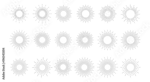 Sunburst Graphic Elements Collection - Retro Starburst Frames and Rays