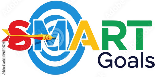 A dart is shown hitting the bullseye of a target behind the word "SMART." Goals