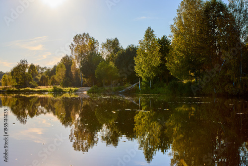 Serene Riverbank Scene with Lush Greenery