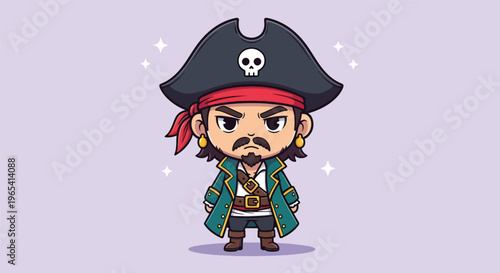 Cute pirate character with a serious expression.