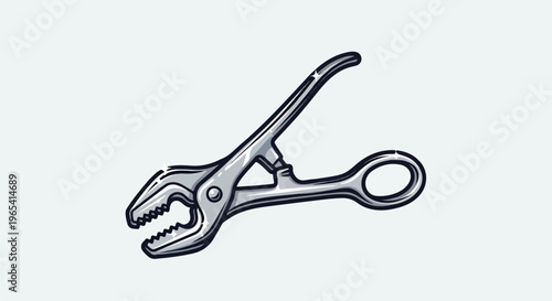 A stylized illustration of a single metal tong with a textured gripping end