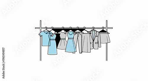 Assortment of casual and formal clothing items on a rack