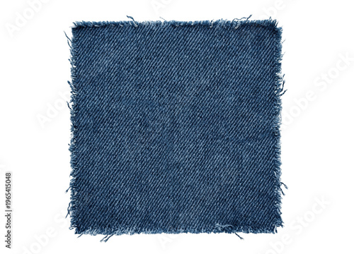 Fotografie Square denim fabric patch isolated on transparent background