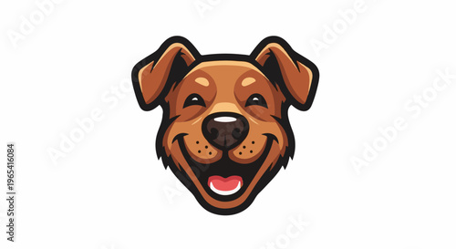 Cheerful cartoon dog with floppy ears and wide open mouth