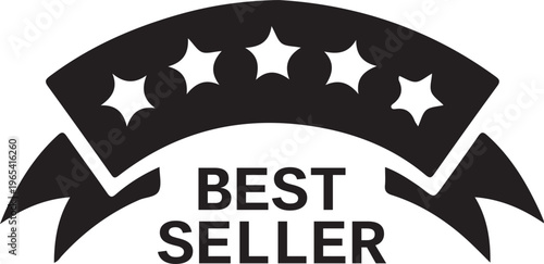 Best seller badge icon with five stars