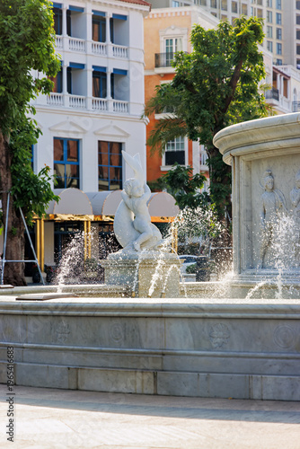 Close-Up Details of King of the Sun Fountain at Morning