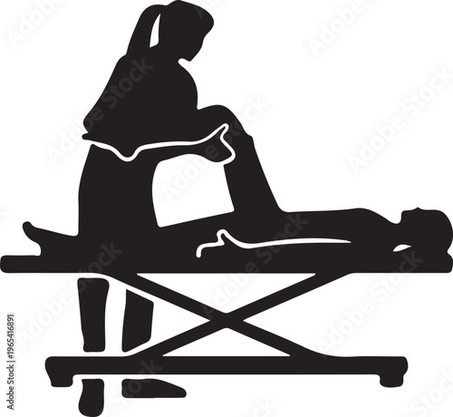 Physiotherapist performing physical therapy on a patient